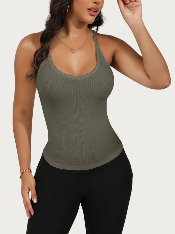 Anna Kaci Wholesale - Wholesale Tank Top - Women's - Women's V-Neck Tank Top with Spaghetti Straps11