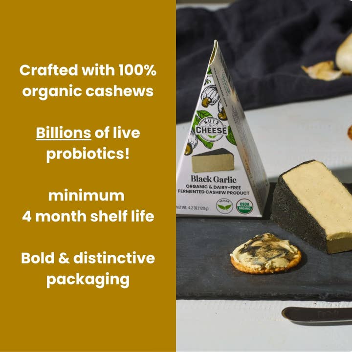 Nuts For Cheese - Wholesale Cheese - Black Garlic Cashew Cheese Wedge | Organic | Artisan | Vegan