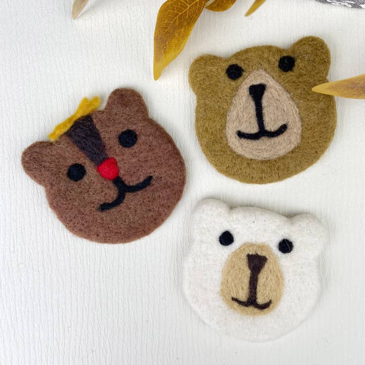 Wool Felt Bear Coasters Cute Mats Placemats Potholders for wholesale by mildstyles
