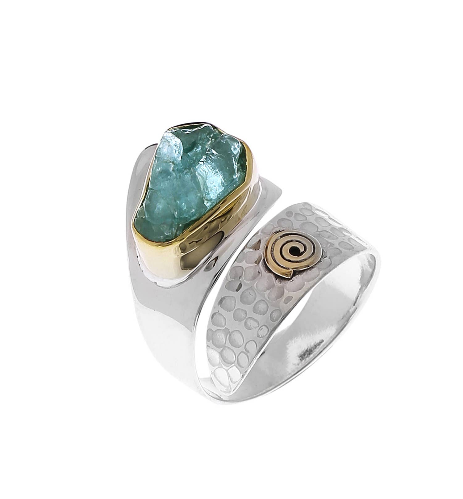 Tiramisu - Vente Solitaire - Bague élégante en laiton en argent sterling 925 avec apatite néon brut1