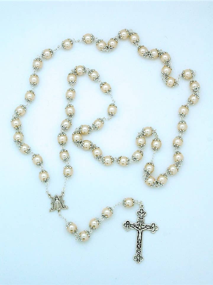 PA405 - 10 mm pärlrosenkrans med glaspärlor med lock för wholesale av Contreras Designs