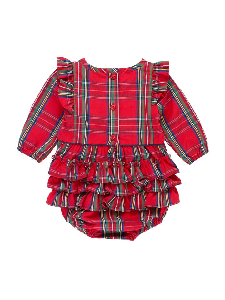 Baby Girls Red Nicholas Plaid Long Sleeve Ruffle Trim Bubble Romper
for wholesale on Faire