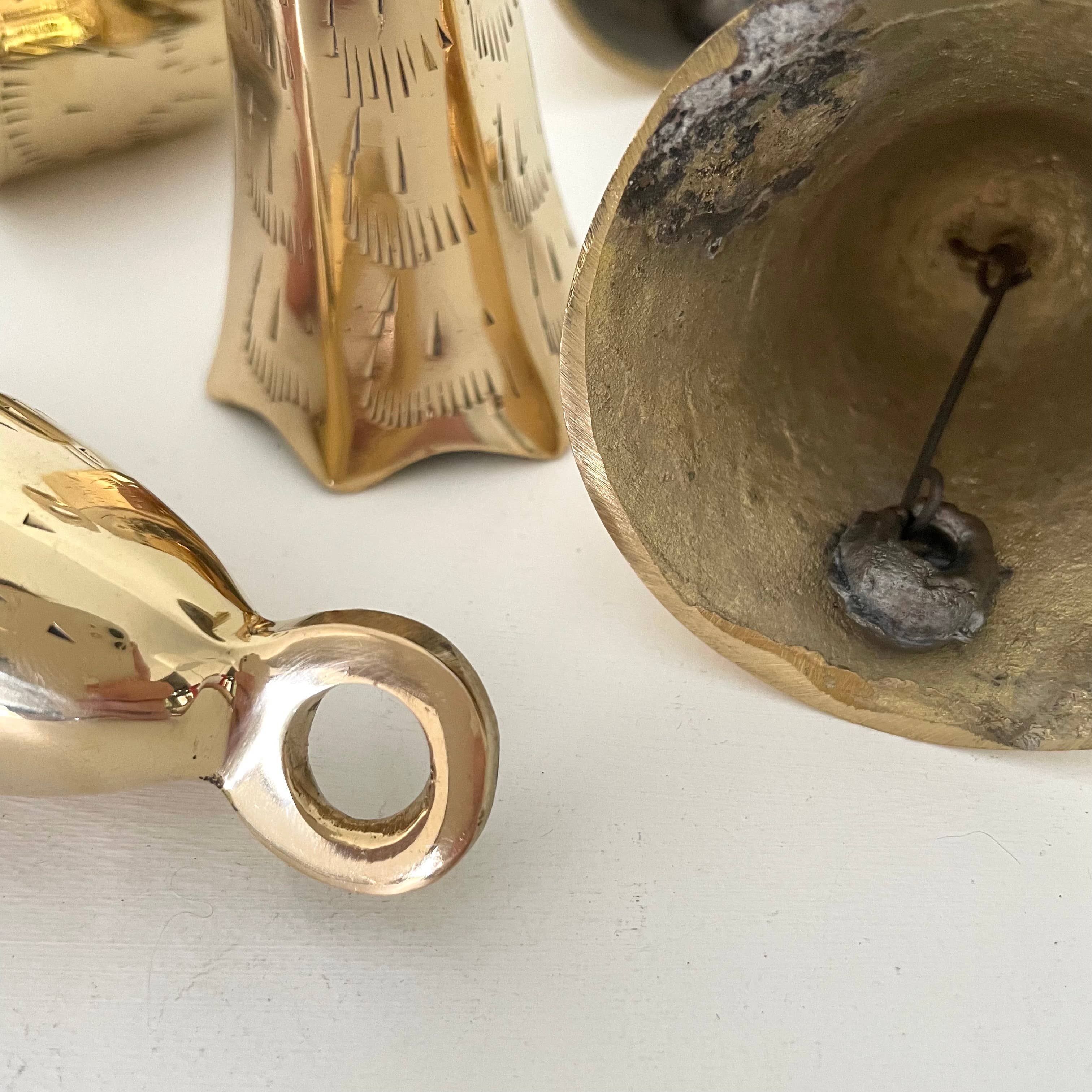 fort & field - Wholesale Ornament Set - 3 3/4" brass flared and tulip bells w/ metal striker India3