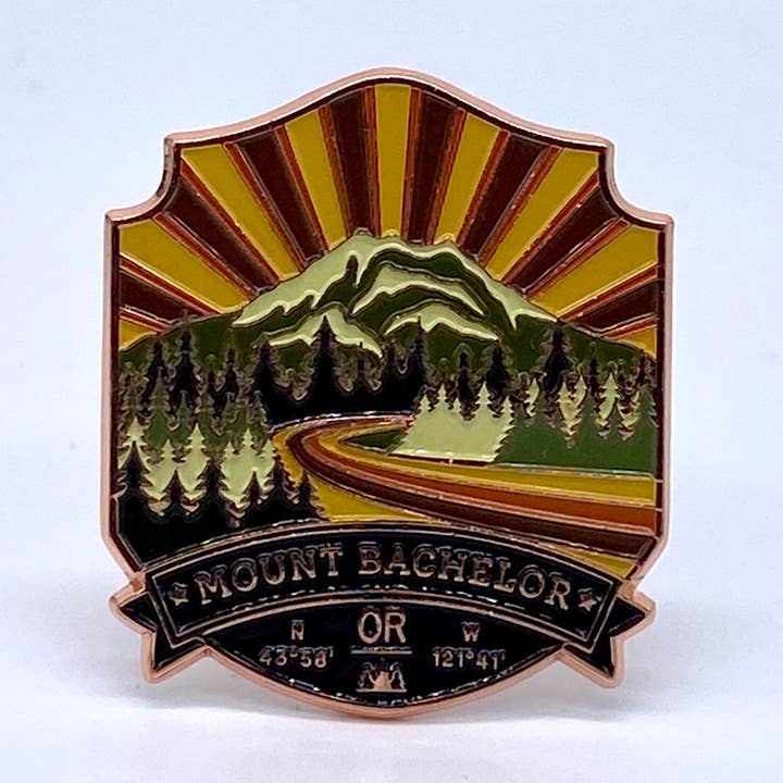 Mount Bachelor, Oregon - Large Enamel Pin for wholesale by Landmarks Unlimited