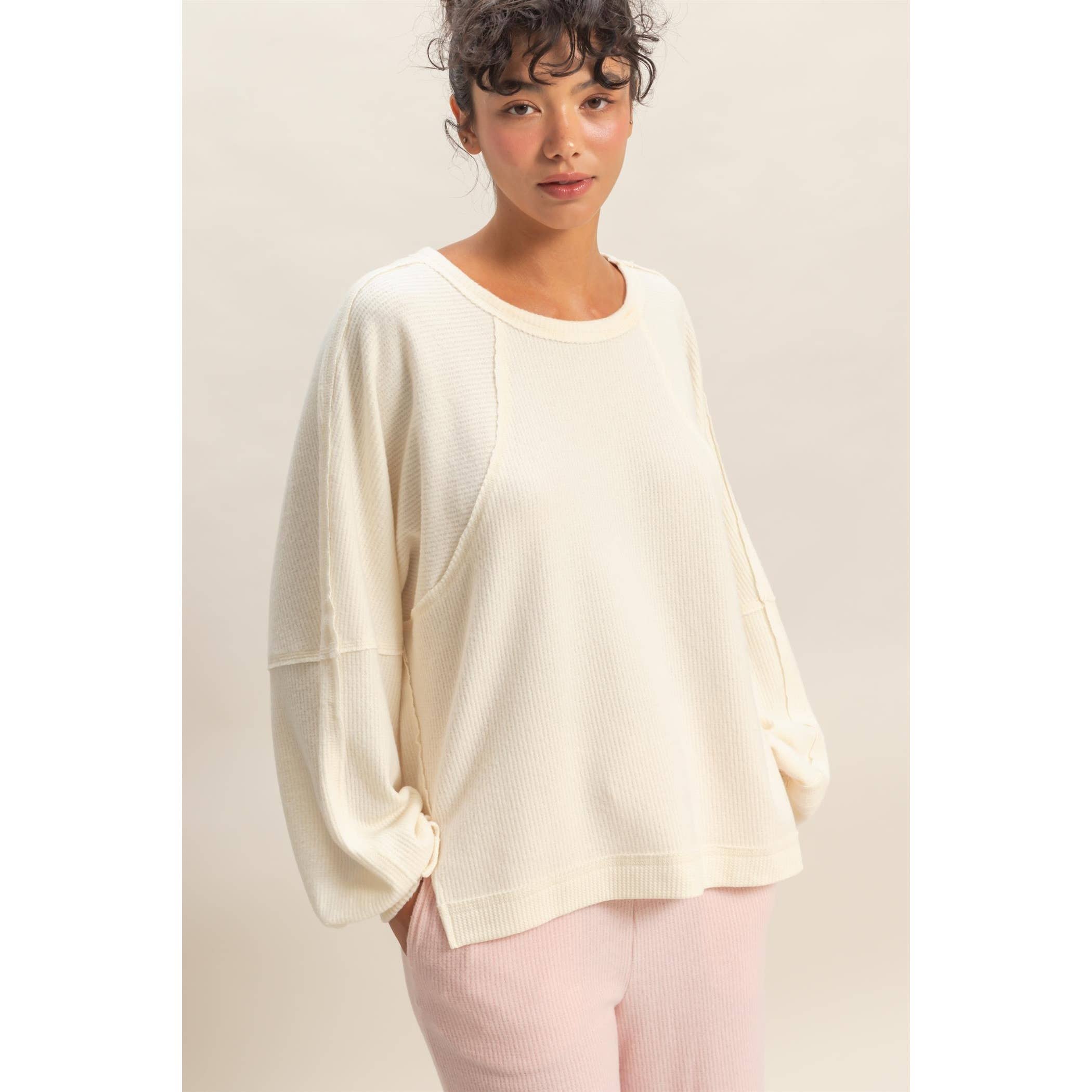 HYFVE - Vente Haut en maille – femme - Haut décontracté à manches longues en maille gaufrée brossée36