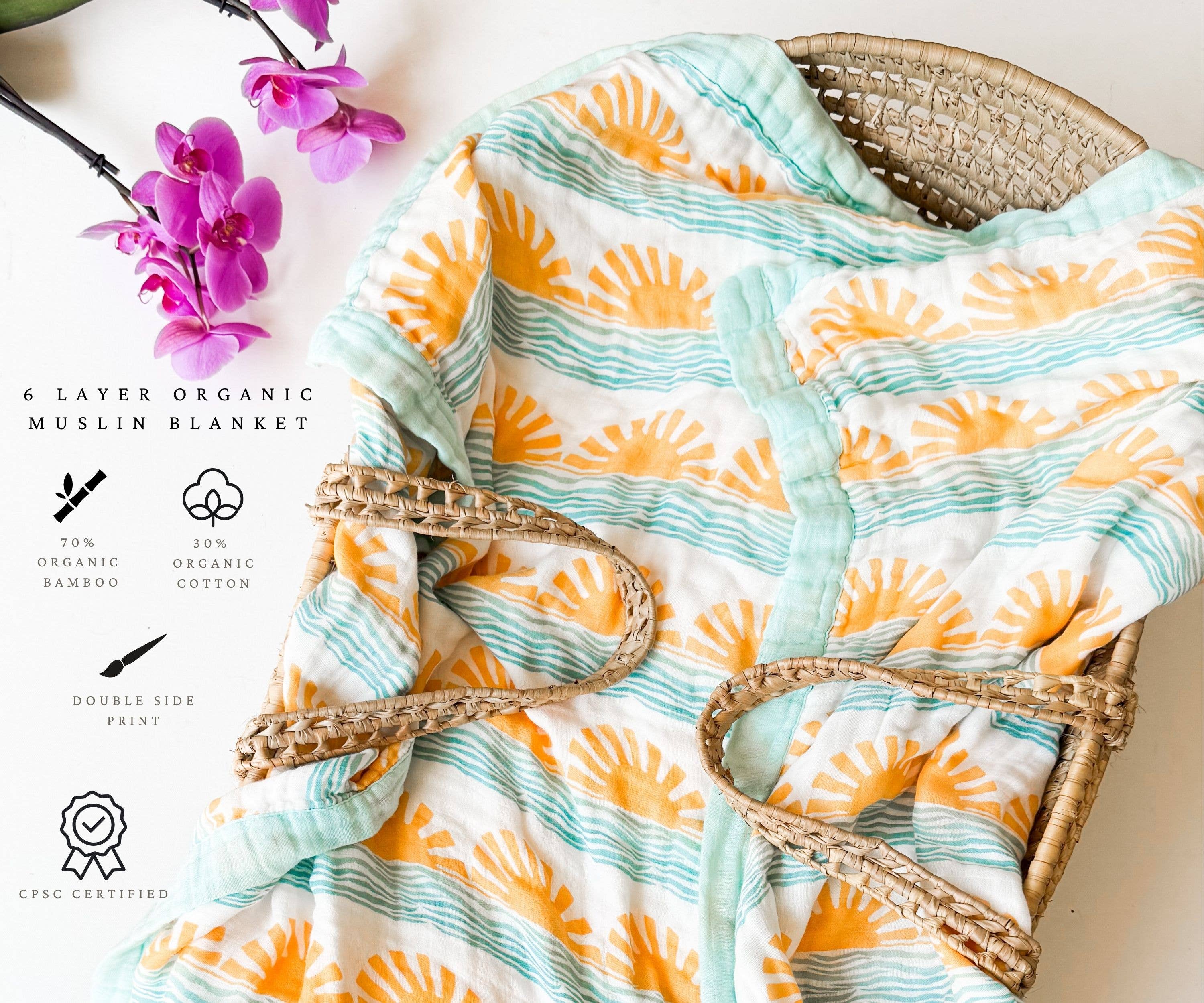 Coca + B.™ - Wholesale Milestone Blanket - Kids & Baby - Sun + Wave Baby Blanket | Organic Bamboo + Cotton5