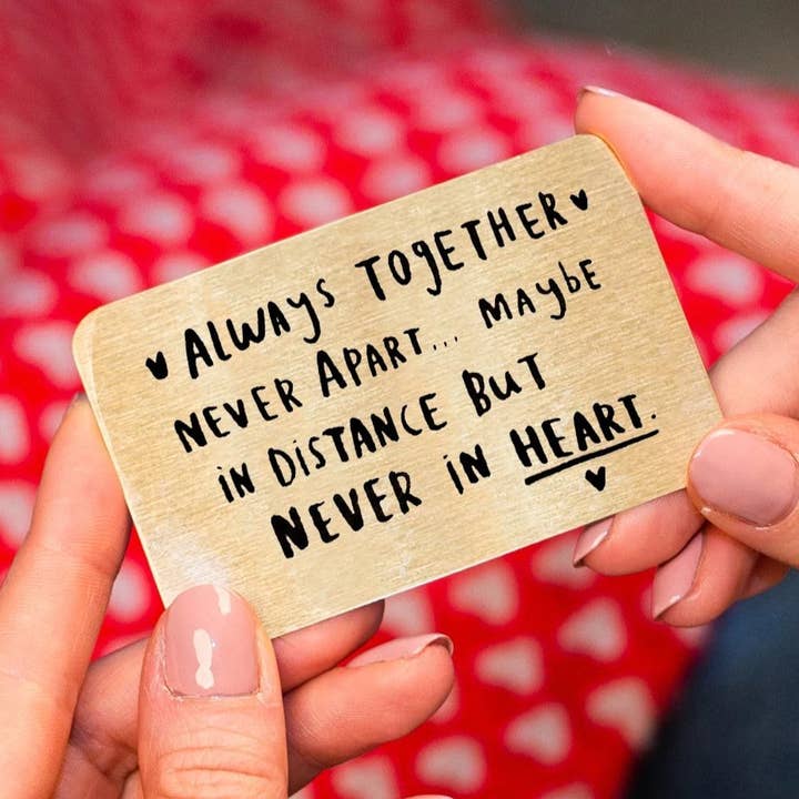 Long Distance Relationship Keepsake Wallet Card for wholesale by Ellie Ellie LTD