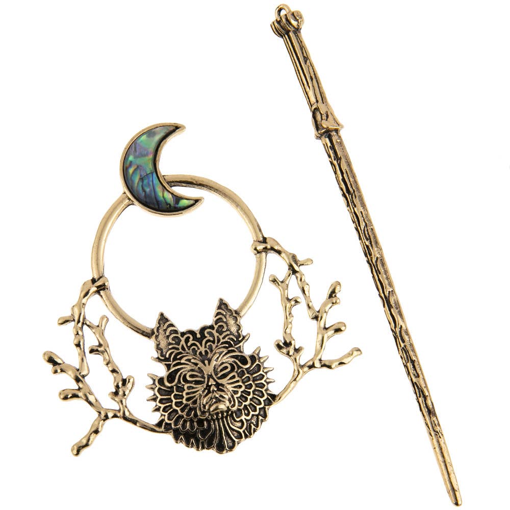 Tourtiwi – Großhandel Haarnadeln – Gotische mystische Wolfskopf-Mond-Haarstäbe3