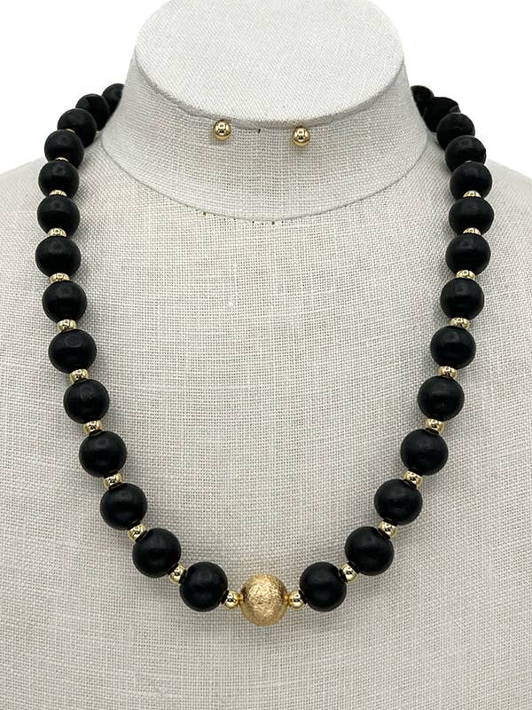 Set di collane con perline a sfera in legno per la vendita all'ingrosso da parte di Andrea Bijoux