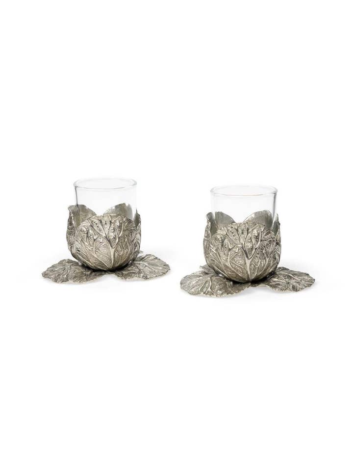 Pewter Cabbage Tea Light Holder- Set of 2 for wholesale by Madame Smart Ltd
