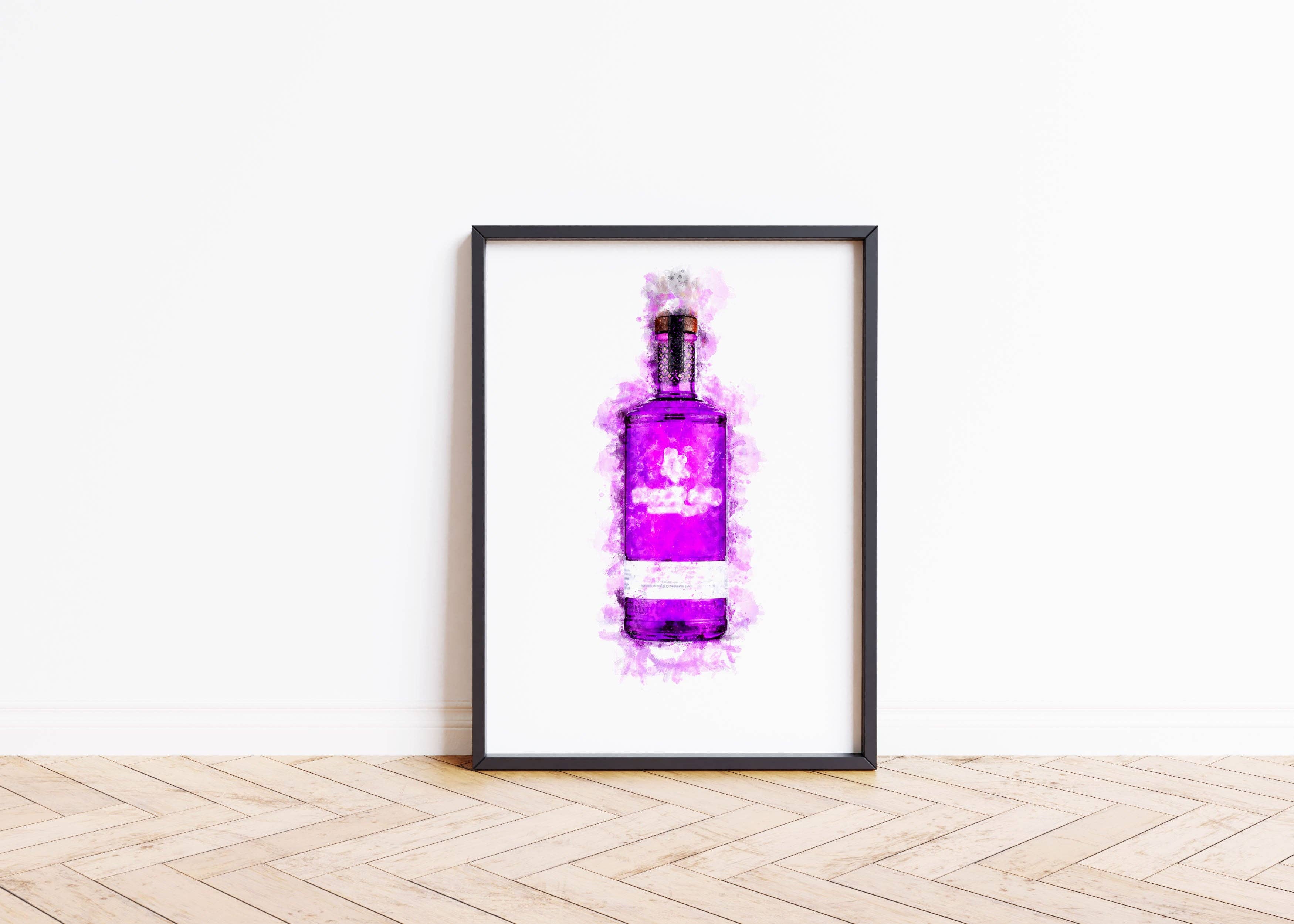 House of Binky – wholesale Art print – Watercolour Purple Gin Bottle Paint Splash Print2