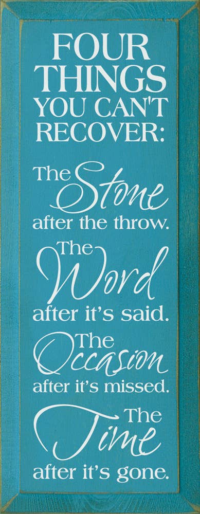 SAWDUST CITY – Großhandel Schilder – Vier Dinge, die Sie nicht wiederherstellen können, Holzschild7