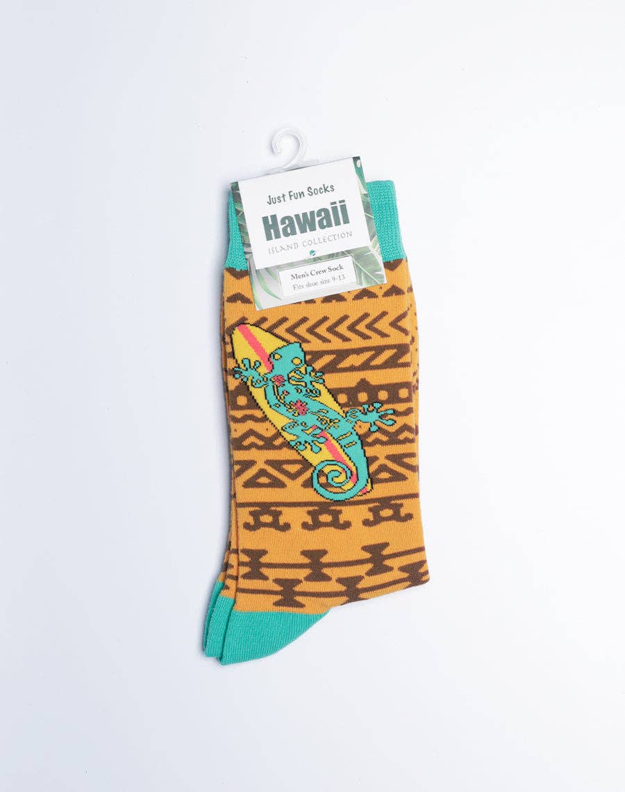 Just Fun Socks - Wholesale Socks - Men's - Men's Tribal Gecko Tropical Crew Socks5
