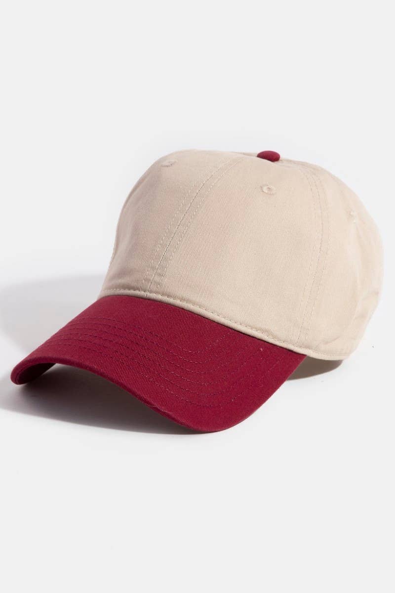 Collections by Fame Accessories – Boné de beisebol - Mulher por atacado – Boné de beisebol com blocos de cores em dois tons2