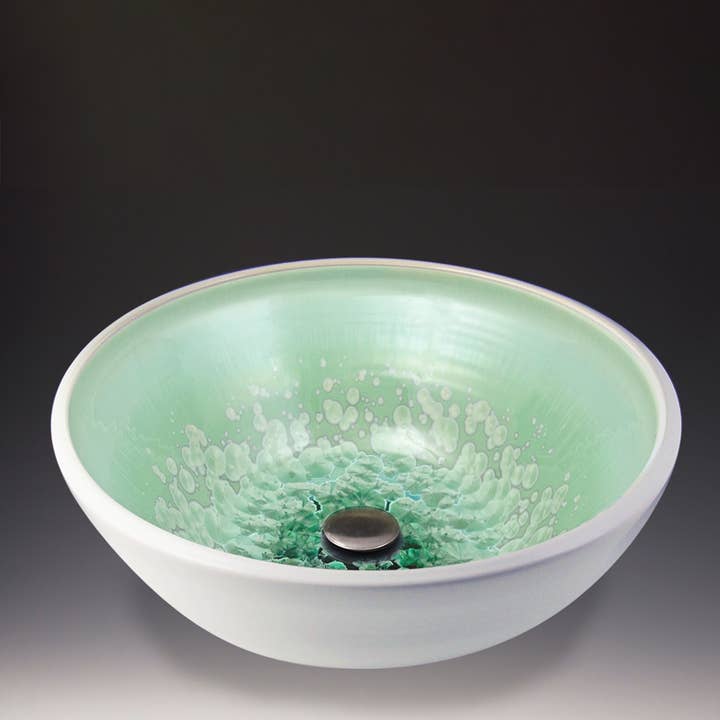 Ceramic Sink, Porcelain Pottery, Bathroom - Patina White for wholesale by Indikoi