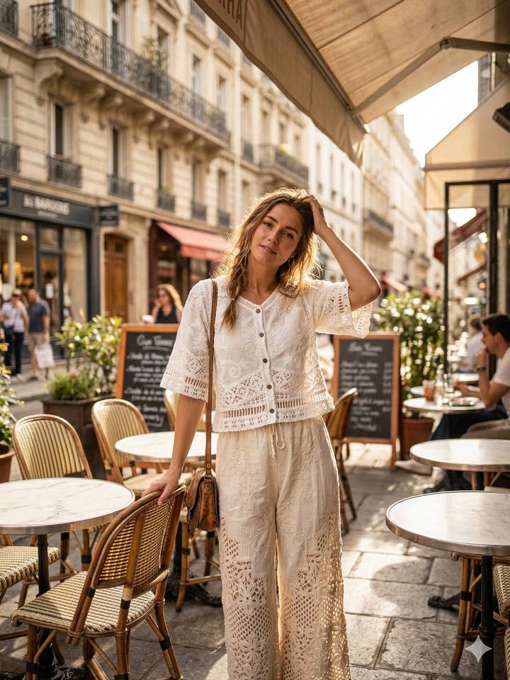 CX CM011 - Camisa em croché e bordado com motivos florais e por atacado de Lucky Nana