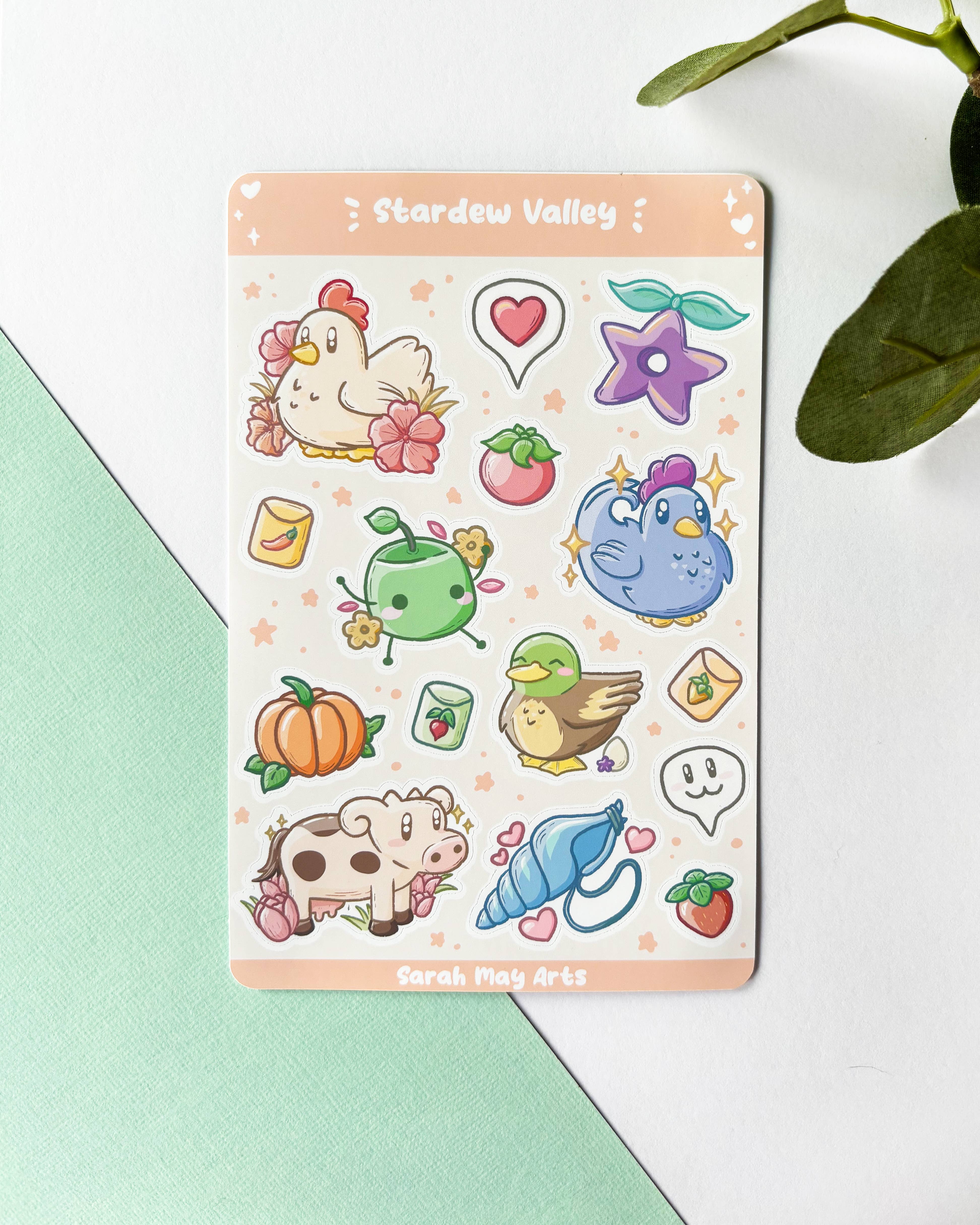 Sarah May Arts - Wholesale Sticker - Stardew Valley Sticker Sheet - 15pcs Matte Vinyl Kiss Cut