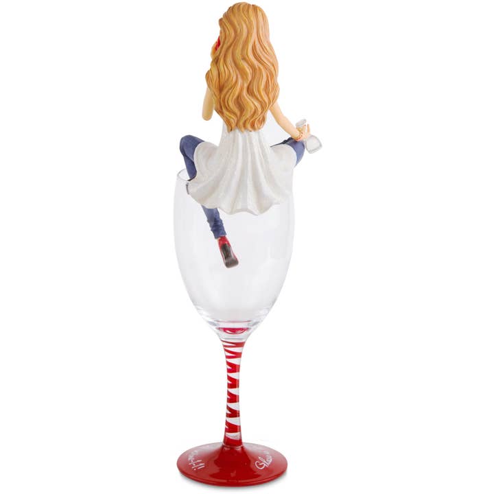 Pavilion - Wholesale Decorative Figurine - Glass is empty, Call Wine-1-1! - 11.5" Girl in Glass3