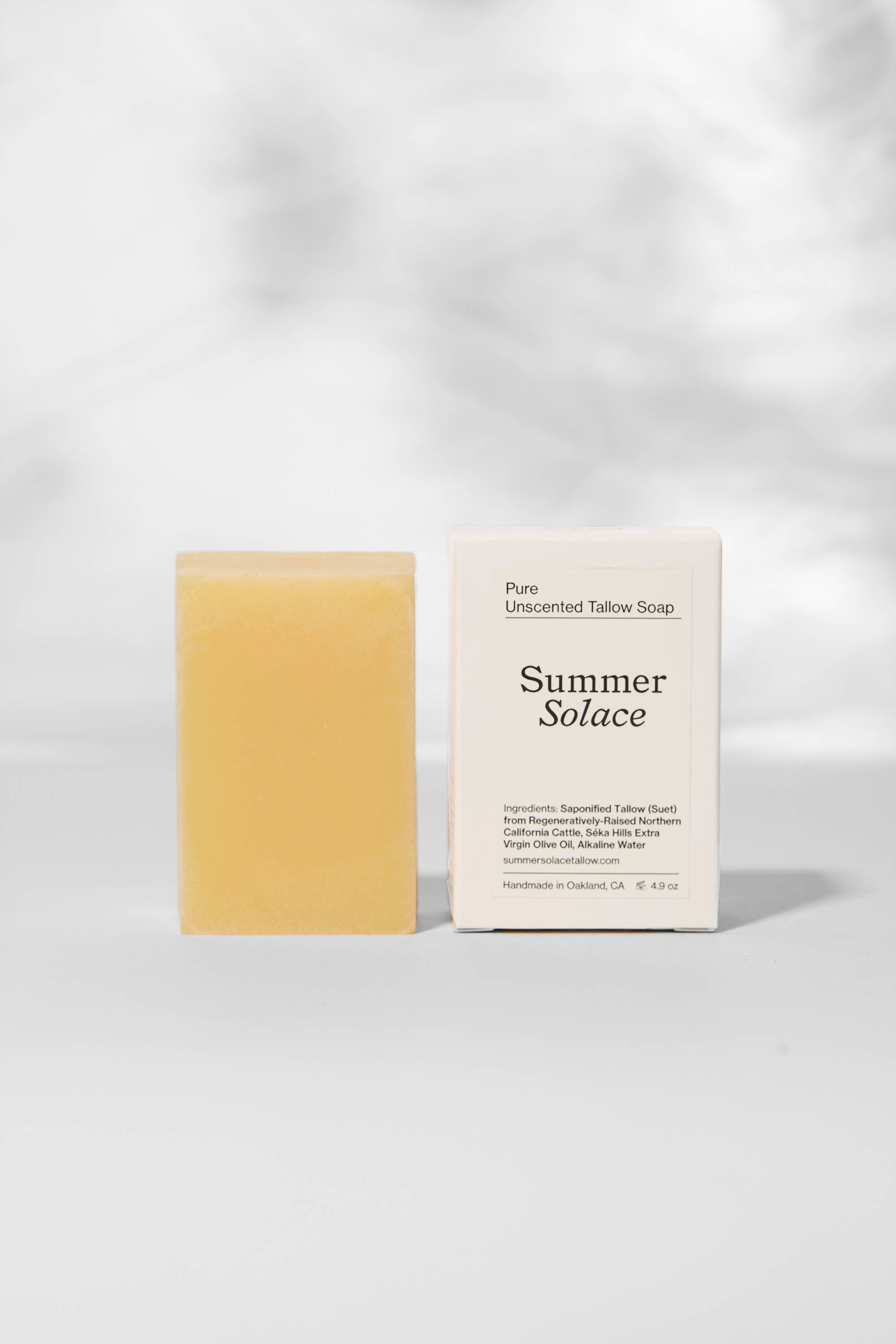SUMMER SOLACE- Regenerative Tallow Beauty – wholesale Bar Soap – Pure Unscented Tallow Bar Soap – 4.9 oz