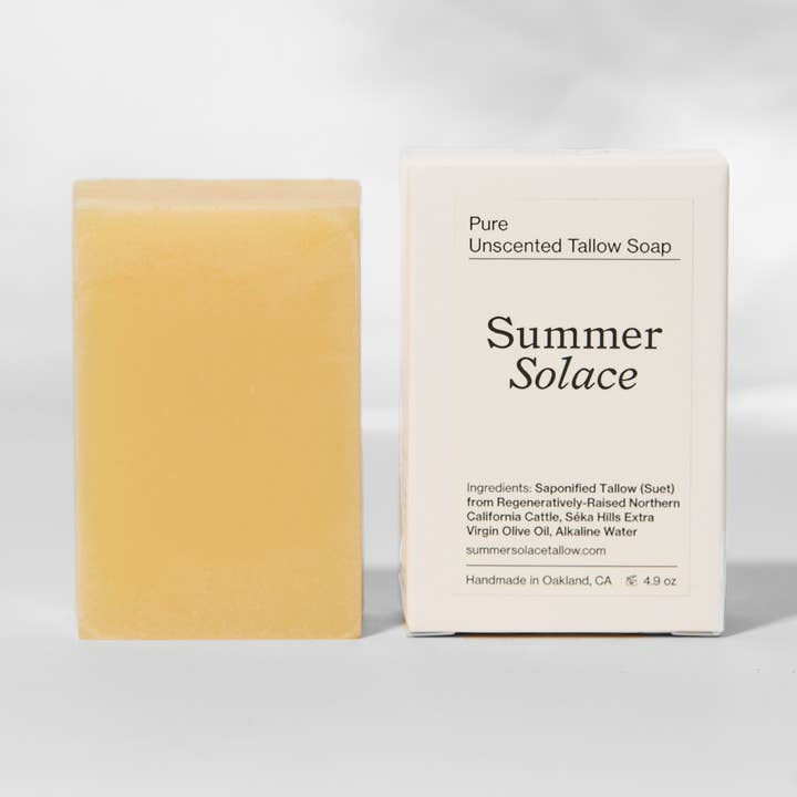 SUMMER SOLACE- Regenerative Tallow Beauty – wholesale Bar Soap – Pure Unscented Tallow Bar Soap – 4.9 oz0