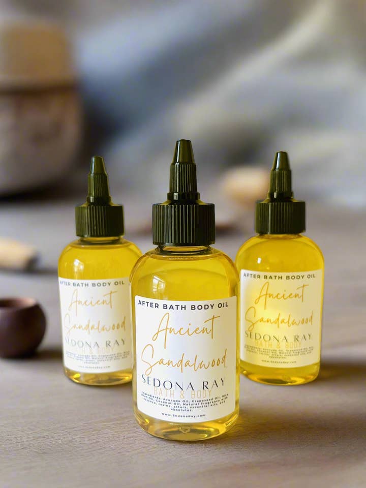 Ældgammel Sandeltræ Efter Badeolie for engroshandel hos Sedona Ray Holistic Beauty