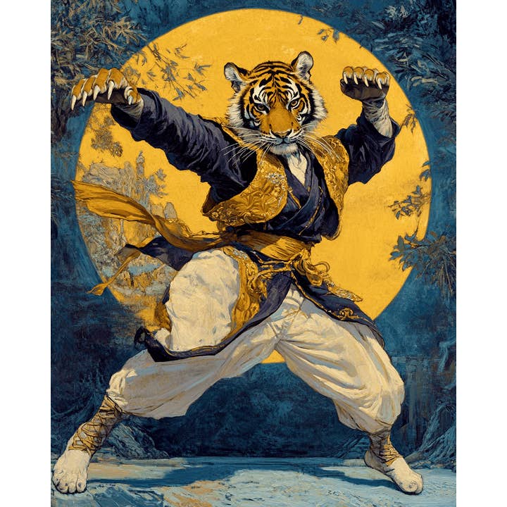 Mowbi - Wholesale Art Print - Tiger Dance #2 - Martial Arts Wall Art Prints – 8″x10″ Artwork for 11″x14″ Frame