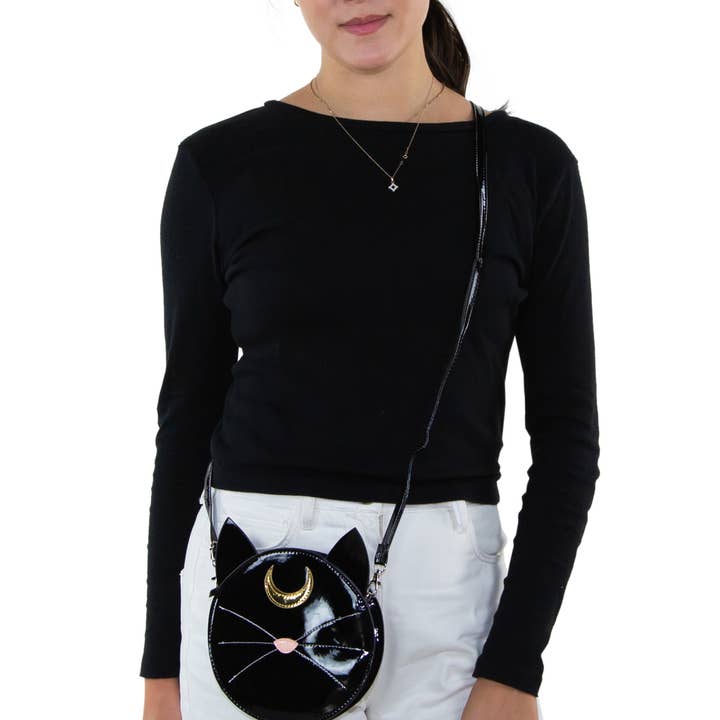COMECO INC - Wholesale Crossbody Bag - Women's - Mystical Black Cat Face Crossbody Bag