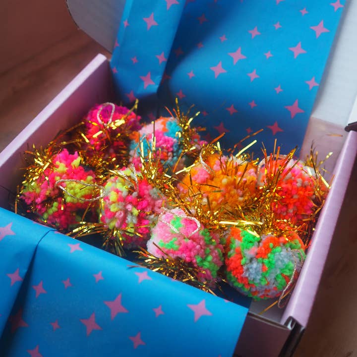Fat Pom Poms - Wholesale Ornament set - MINI Tinsel Bauble Decorations1