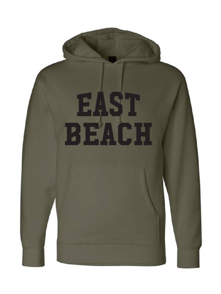 Heavyweight Hooded Pullover Sweatshirt / Army / East Beach for wholesale by Salt & Sand