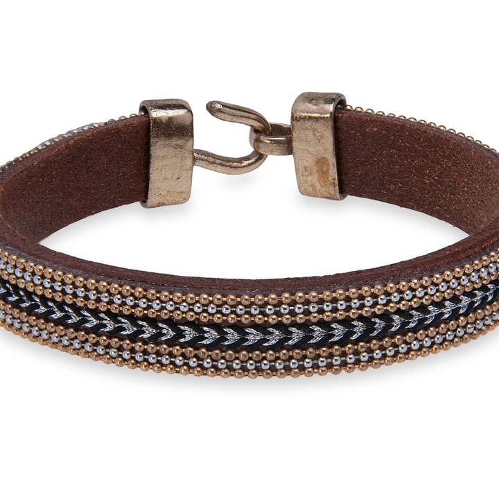 Pulsera de cuero Naira para venta al por mayor de PLATADEPALO