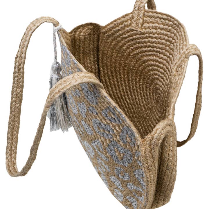 Magid - Wholesale Tote Bag - Women's - Magid Metallic Leopard Print Straw Jute Circle Tote