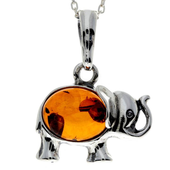 SilverAmber Jewellery – wholesale Individuell berlock/hänge – 925 Sterling Silver & Baltic Amber Elephant hänge - 1904A5