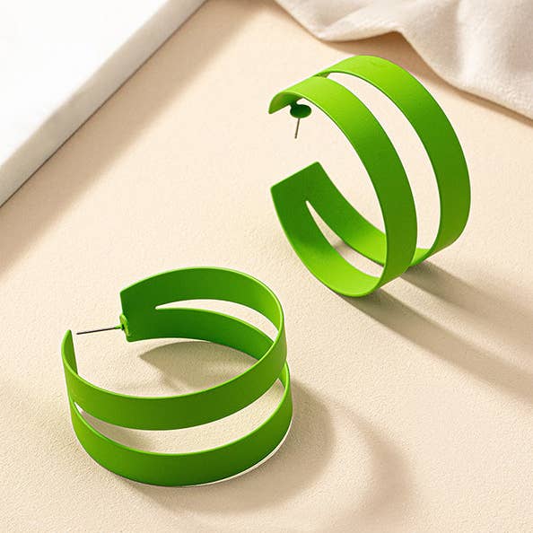 Double Layered Geometric Hollow Solid Color Earrings Accessories for wholesale by MoodGold