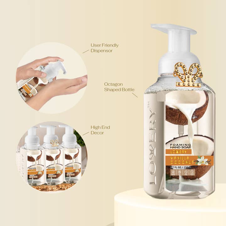 Lovery – wholesale Hand soap/wash – Vanilla Coconut Hand Foaming Soap - 3pc Moisturizing Wash