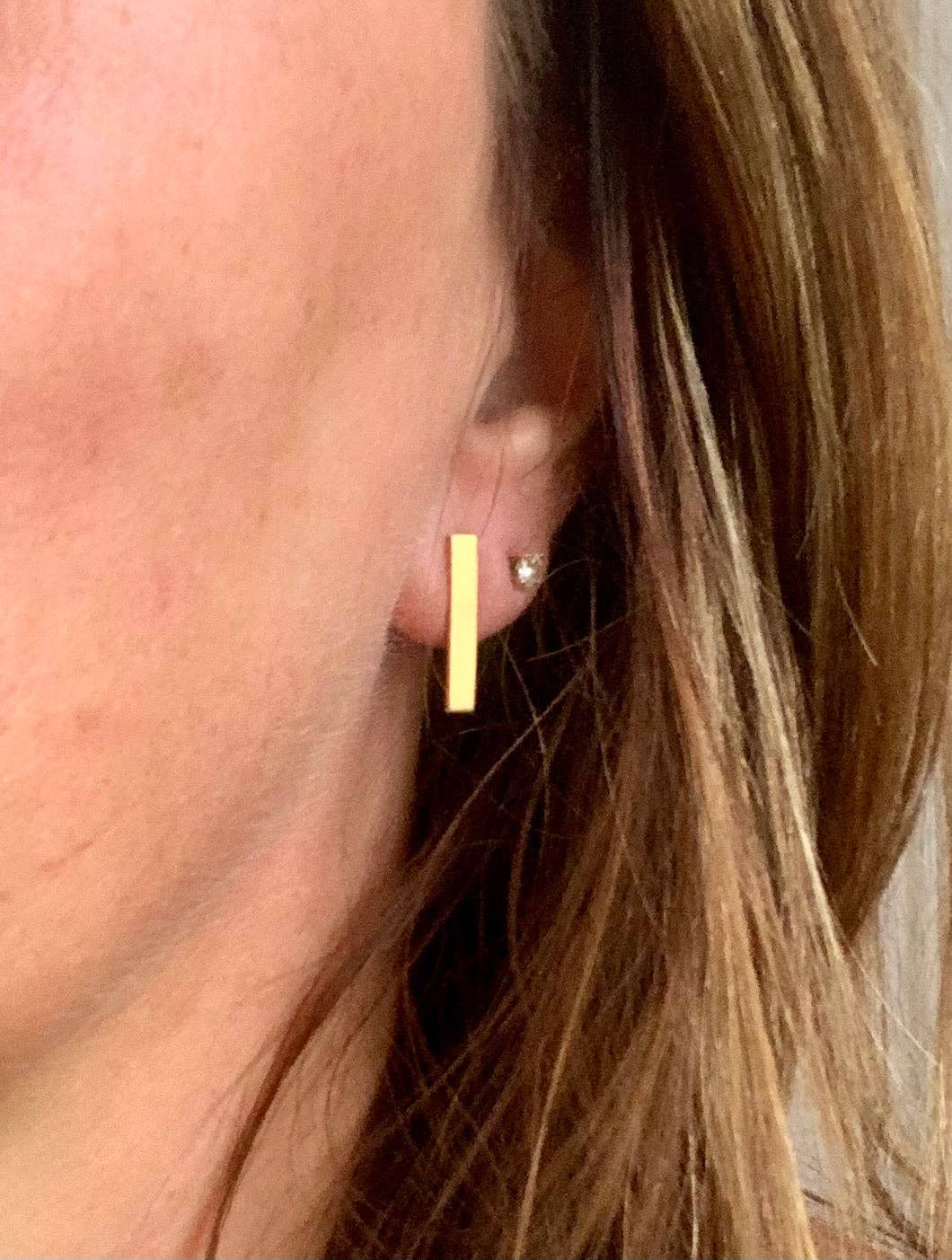 Nellie Pratt Artisan Jewelry - Wholesale Stud/Post Earrings - Mood Swing gold bar post earrings