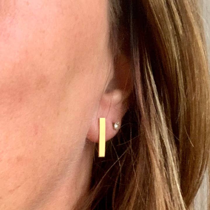Nellie Pratt Artisan Jewelry - Wholesale Stud/Post Earrings - Mood Swing gold bar post earrings0