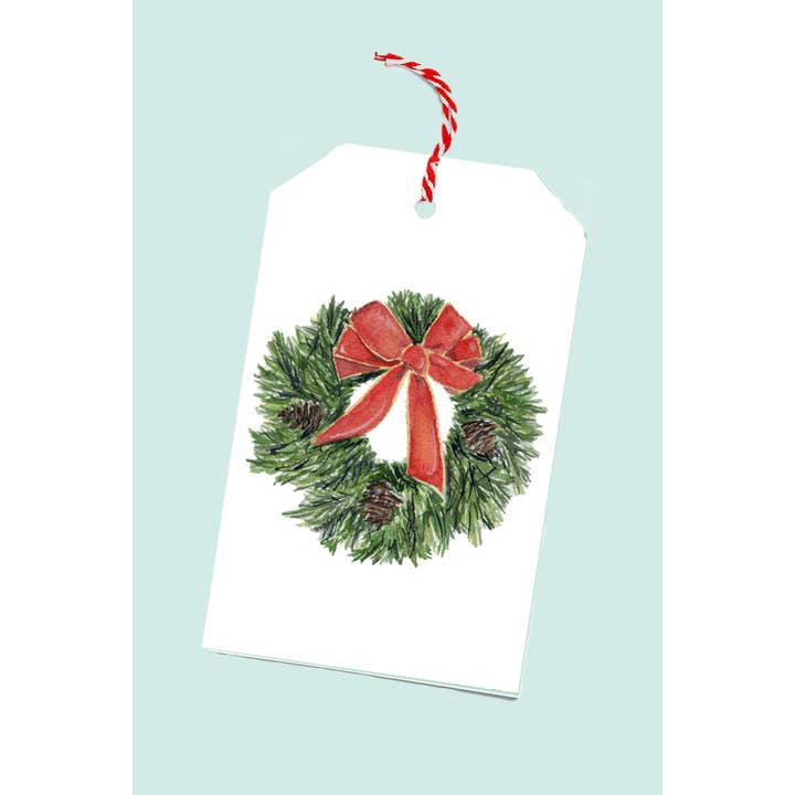 Weihnachts-Kranz-Geschenkanhänger — Set von 6 für den Großhandel von Grace Langdon Art