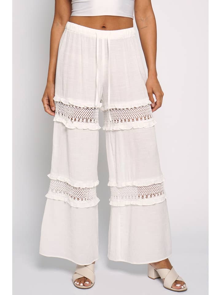 OPEN LACE DETAILED DRAWSTRING PANTS for wholesale by Sans Souci