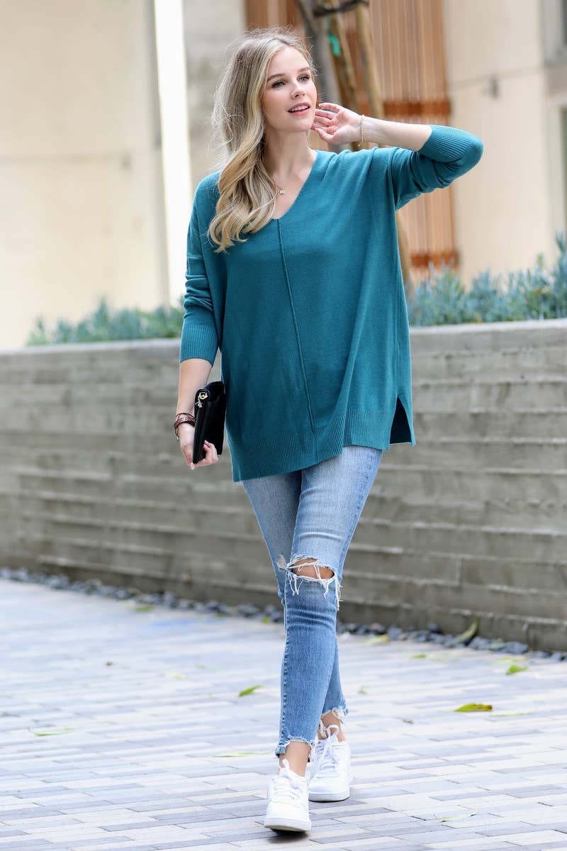 42POPS - Vendita all'ingrosso Maglia larga - Donna - "..._ Maglione con Cucitura Frontale Tinto in Capo"20