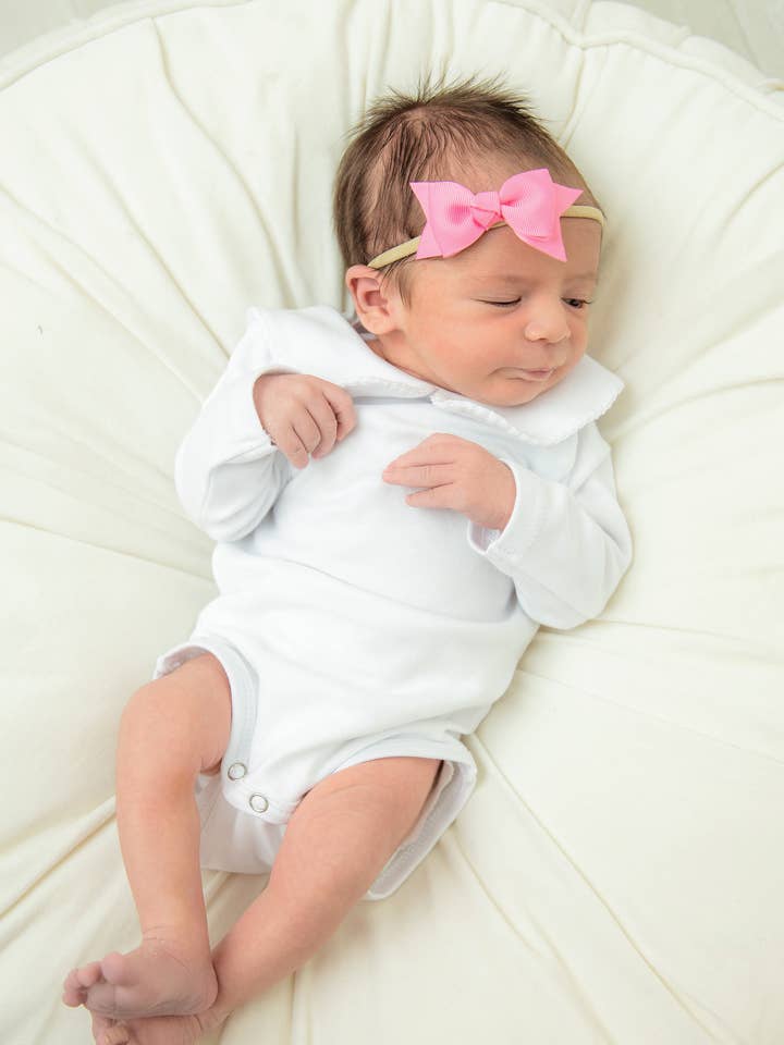 Long Sleeve Bodysuit with Crochet - White for wholesale by Love That Cotton