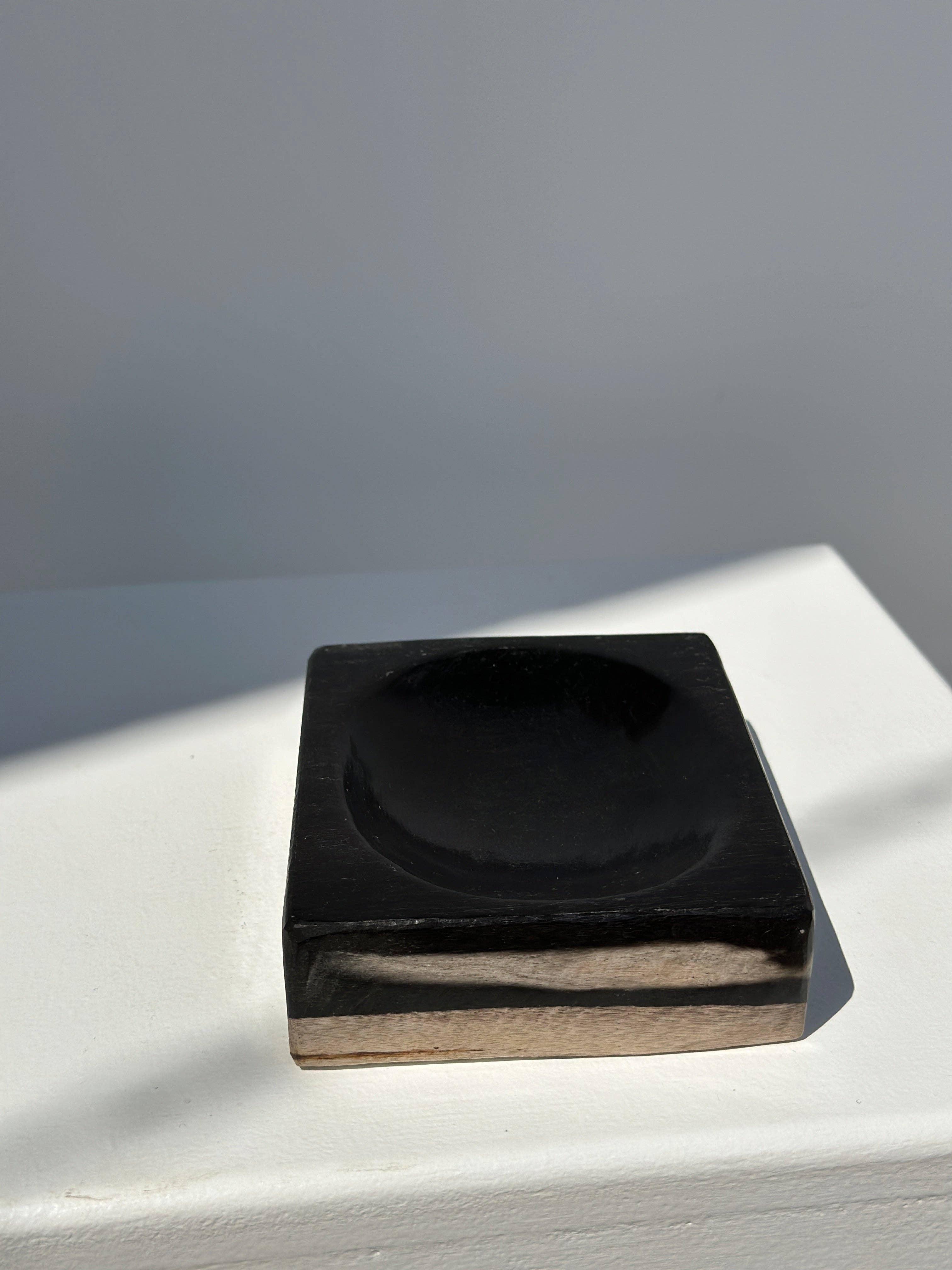 Office Objets - Wholesale Bath Soap Dish - Petrified wood soap dish with white underside2