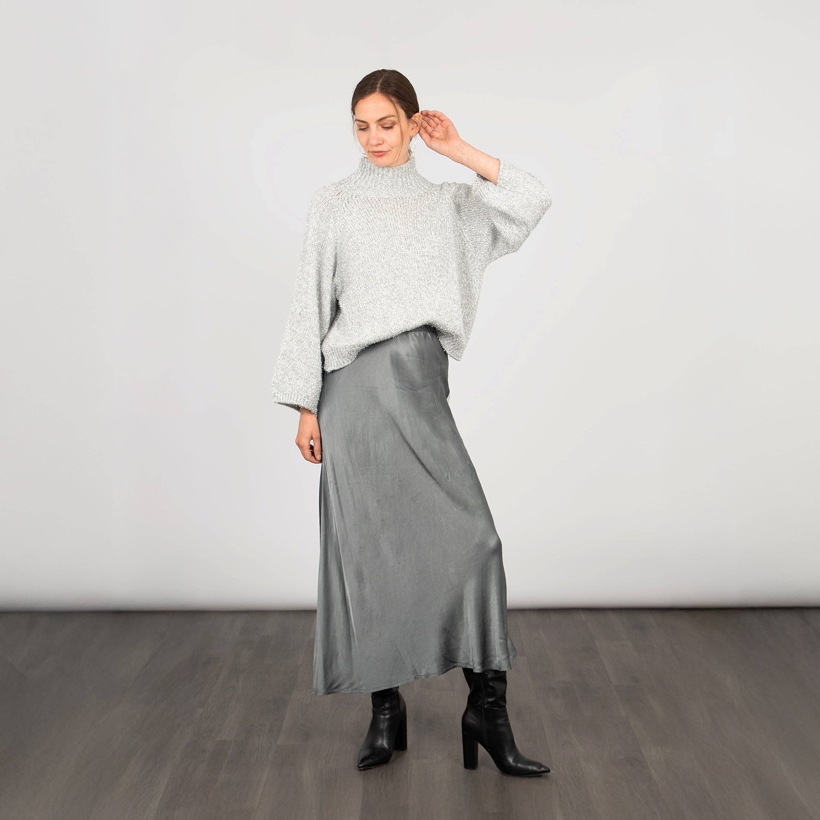 Sarta - Wholesale Rok - Dames - Cassie sliprok in pewter1