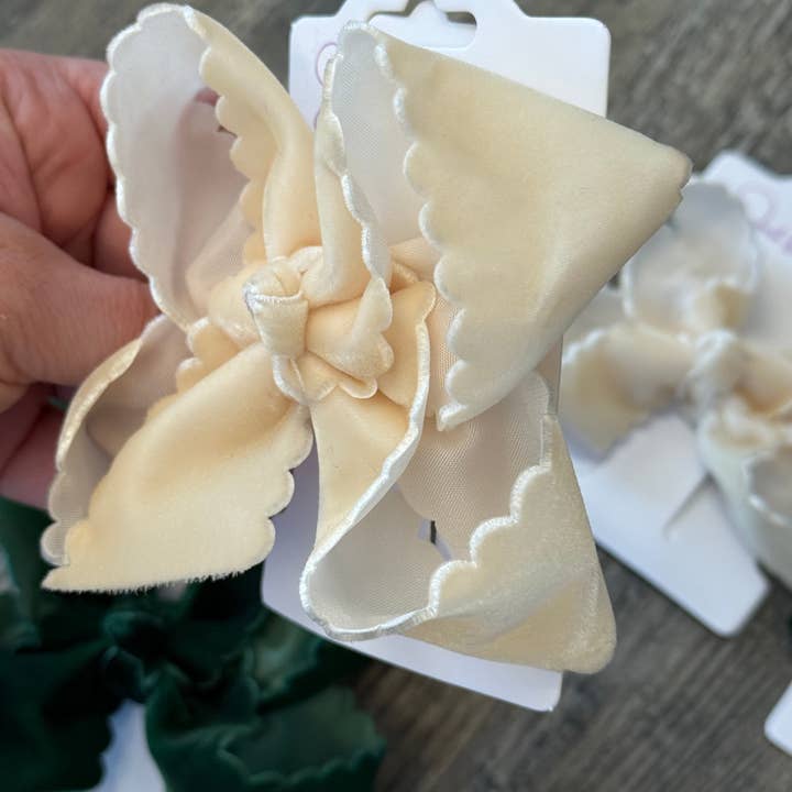 Just For Fun Threads - Wholesale Hair Bow - Kids - Velvet Scallop Holiday Bows2