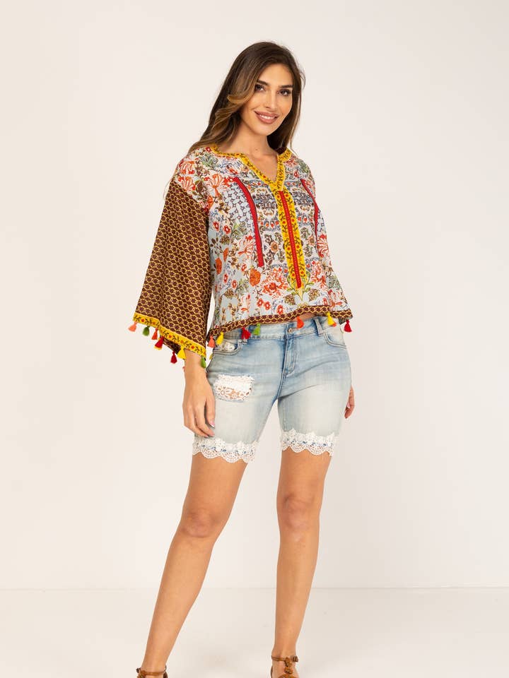 IC9081B PRINTED BLOUSE for wholesale by Peace & Love (CALAO IMPORT EXPORT S.L.)