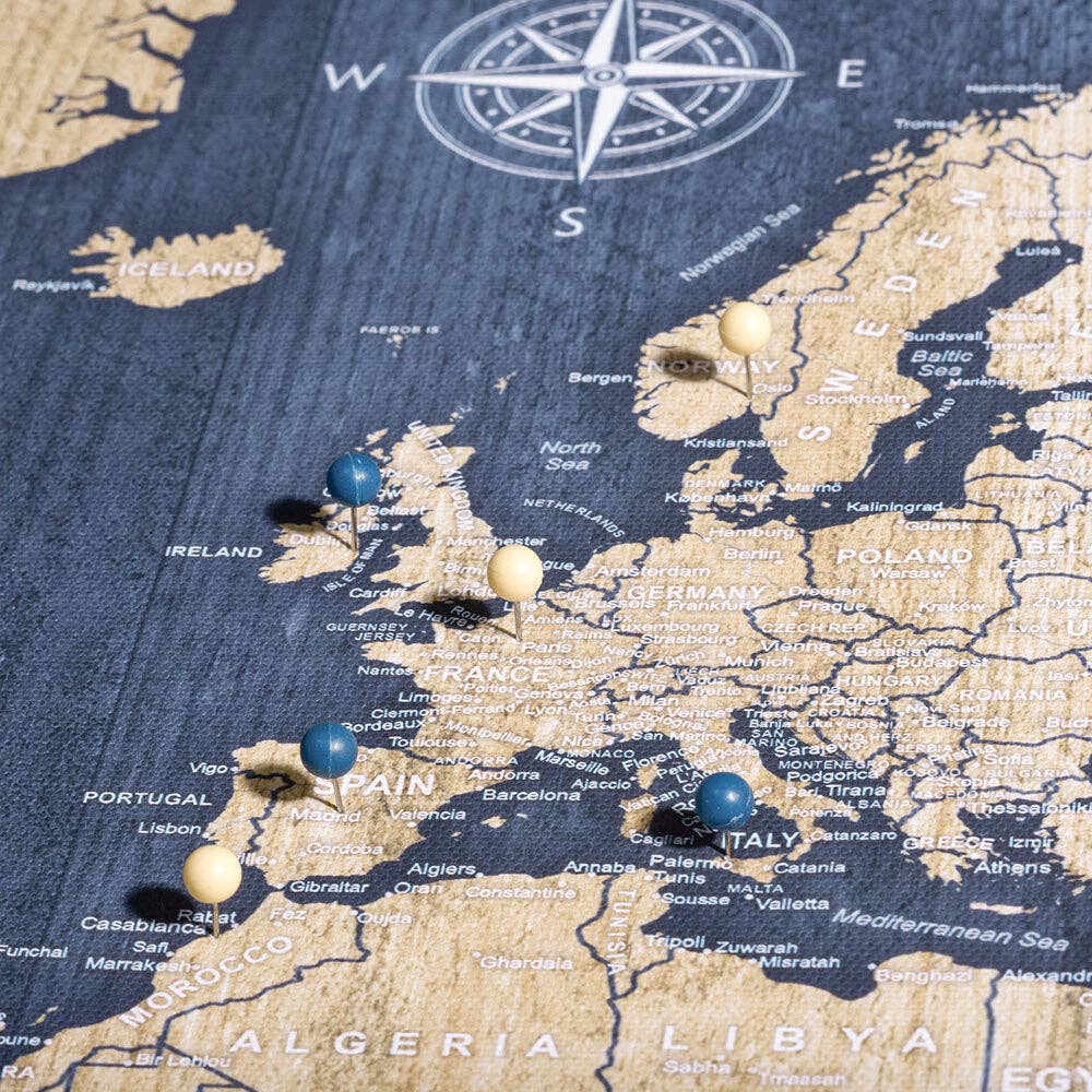 Conquest Maps - Wholesale Map - Push Pin World Map Pin Board - Deep-Sea Drift - Pins Included!23