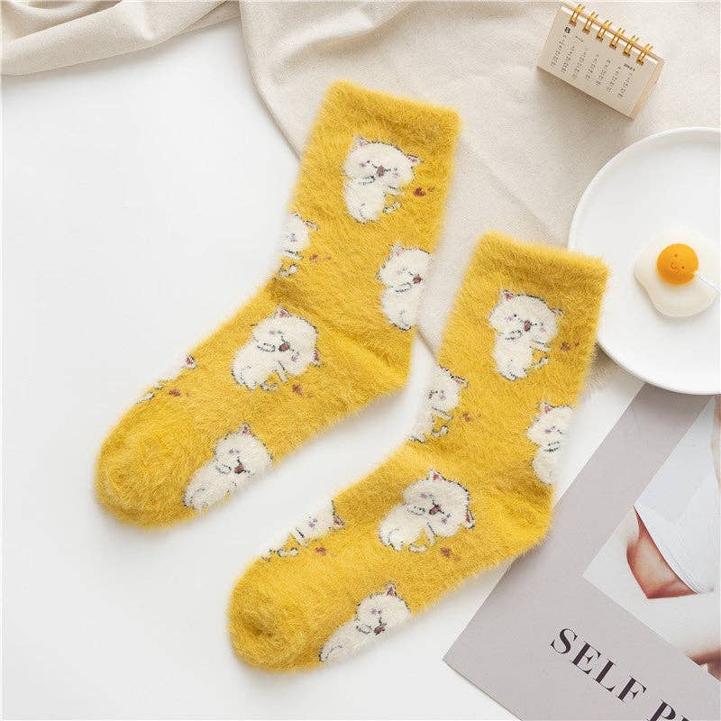 Gohobi （We cover U.S. import duties） - Vente Chaussettes – femme - Chaussettes en polaire Gohobi avec animaux mignons3