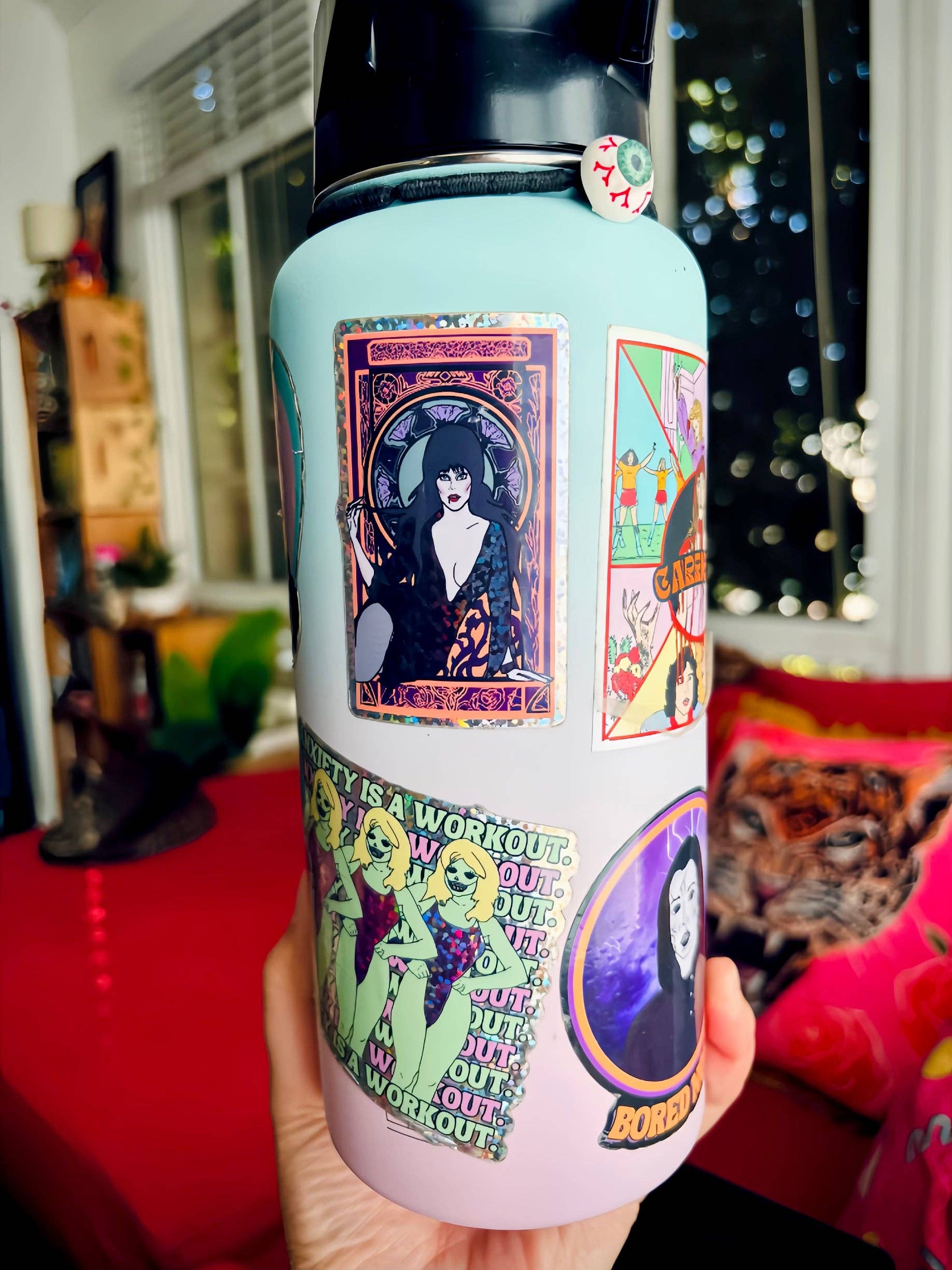 Haunted Fembot - Wholesale Sticker - Elvira Glitter Water Bottle Sticker1