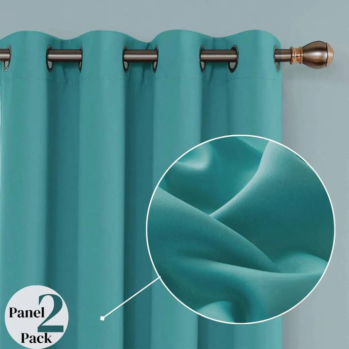 The Fitted Sheets – wholesale Curtain – Teal Blackout Thermal Curtains – Eyelet Top, 2 Panels2