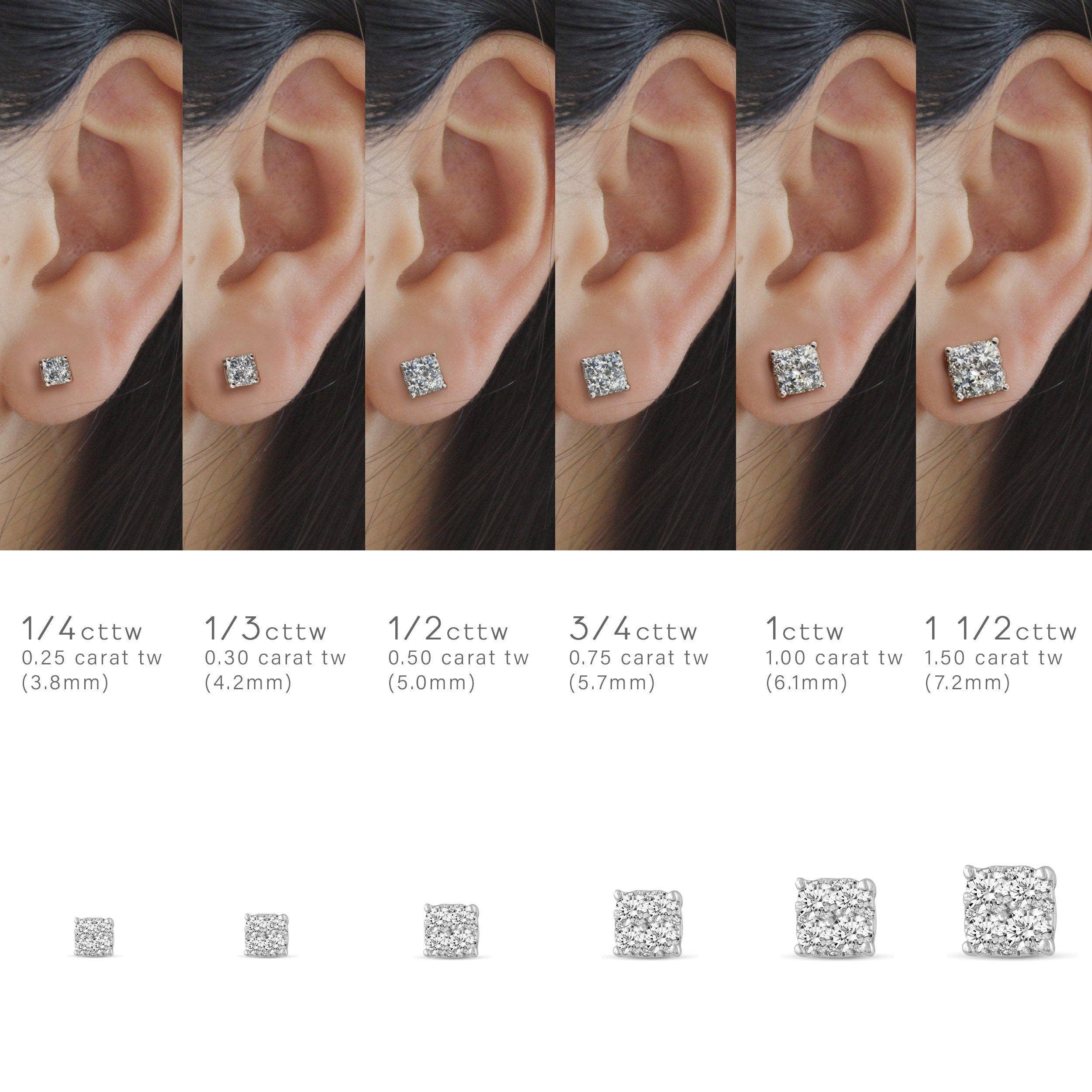 Fifth and Fine - Wholesale Stud/Post Earrings - 1/4 - 1 1/2 Cttw Cushion Diamond Stud Earrings set in 925 St5
