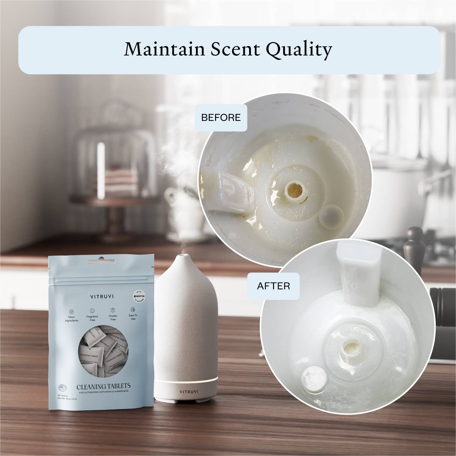 Vitruvi - Vente Diffuseur électronique - Tablettes de nettoyage4